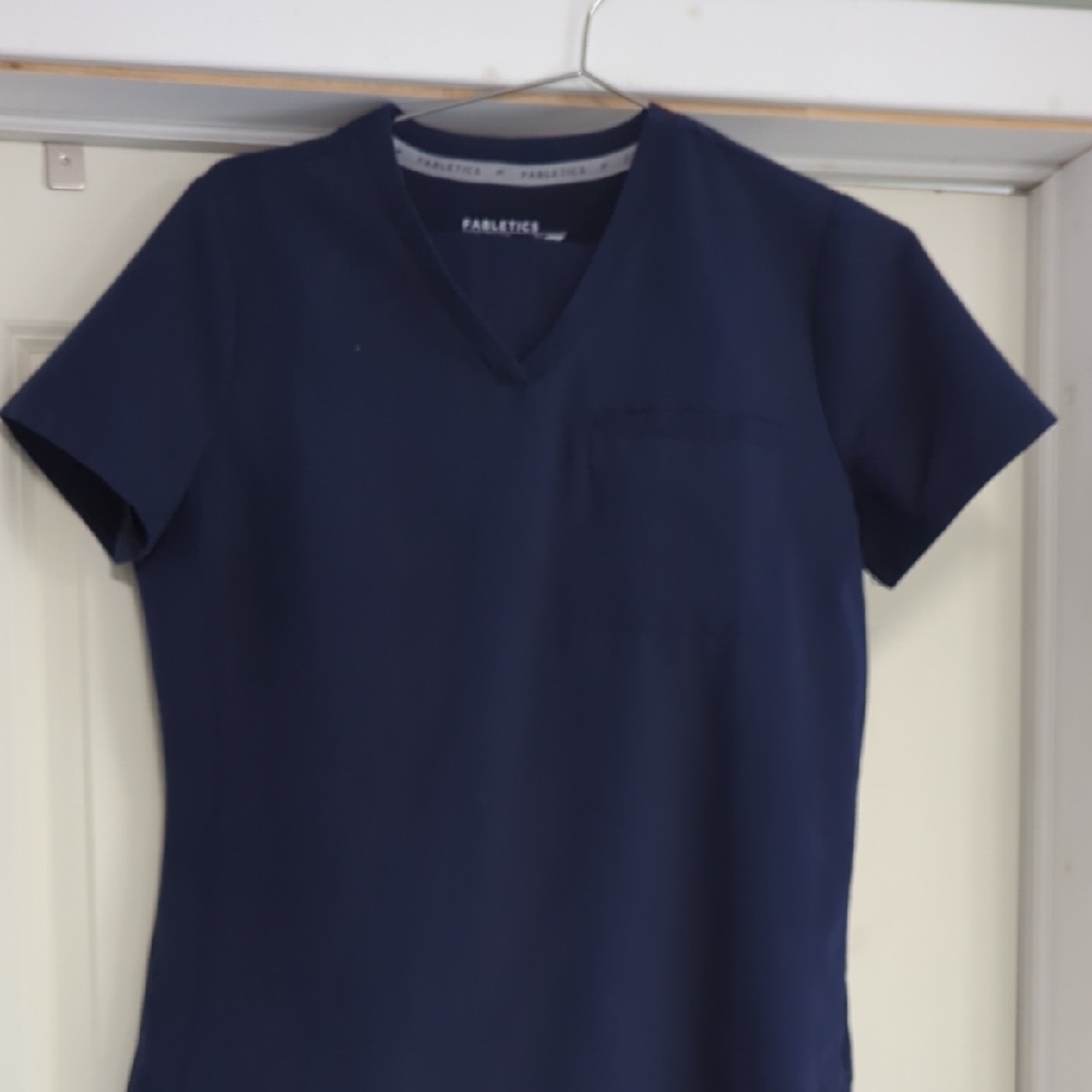 Fabletics Deep Blue V-Neck Top (Small) & Jogger Pants (Medium Tall)